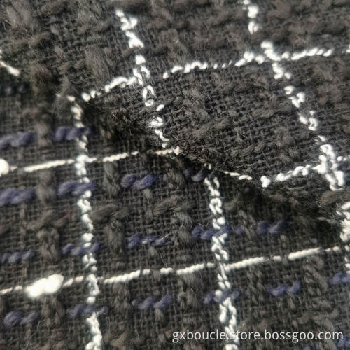 Wollboucle karierter Stoff
